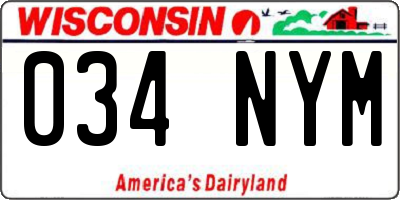 WI license plate 034NYM