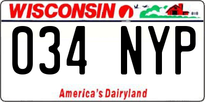 WI license plate 034NYP