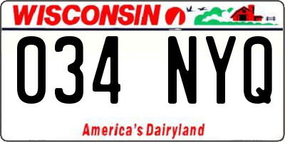 WI license plate 034NYQ