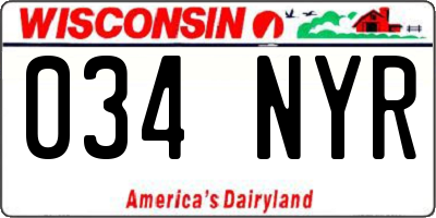 WI license plate 034NYR
