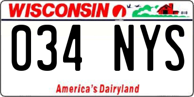 WI license plate 034NYS