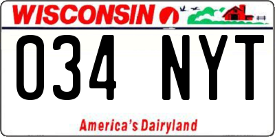 WI license plate 034NYT
