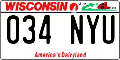 WI license plate 034NYU