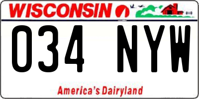WI license plate 034NYW