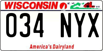 WI license plate 034NYX