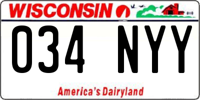 WI license plate 034NYY