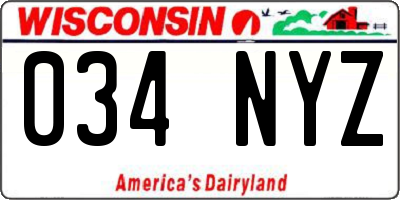 WI license plate 034NYZ