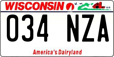 WI license plate 034NZA