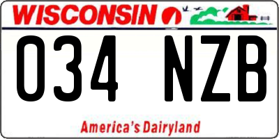 WI license plate 034NZB