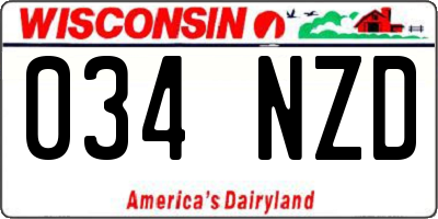 WI license plate 034NZD
