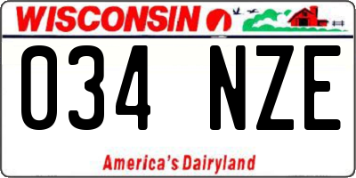 WI license plate 034NZE