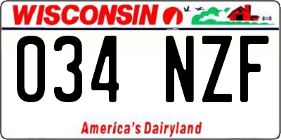 WI license plate 034NZF