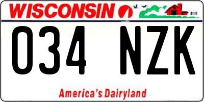 WI license plate 034NZK