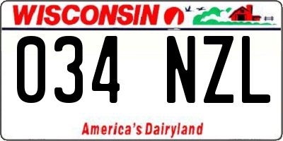 WI license plate 034NZL