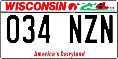 WI license plate 034NZN