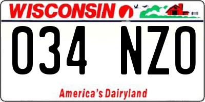 WI license plate 034NZO