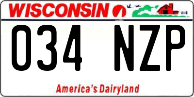 WI license plate 034NZP