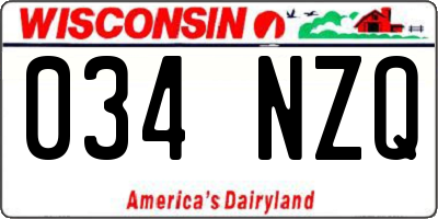 WI license plate 034NZQ
