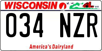 WI license plate 034NZR