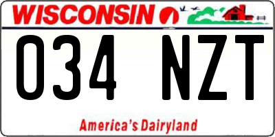 WI license plate 034NZT