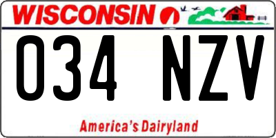 WI license plate 034NZV