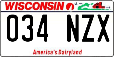 WI license plate 034NZX