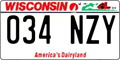 WI license plate 034NZY
