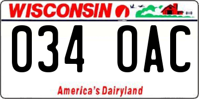 WI license plate 034OAC