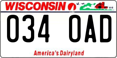 WI license plate 034OAD