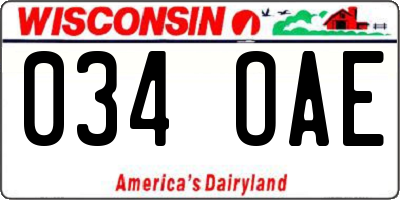 WI license plate 034OAE