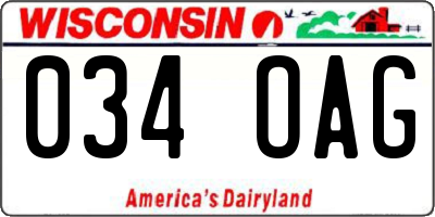 WI license plate 034OAG