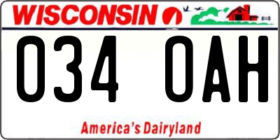WI license plate 034OAH