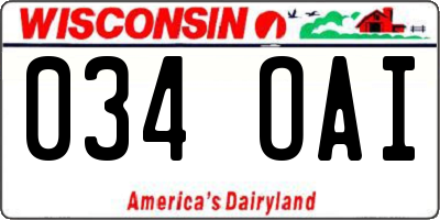 WI license plate 034OAI
