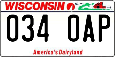 WI license plate 034OAP
