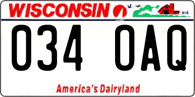 WI license plate 034OAQ