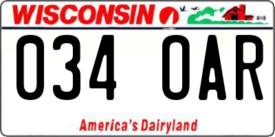 WI license plate 034OAR
