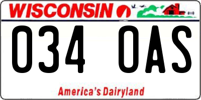 WI license plate 034OAS