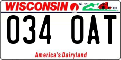 WI license plate 034OAT