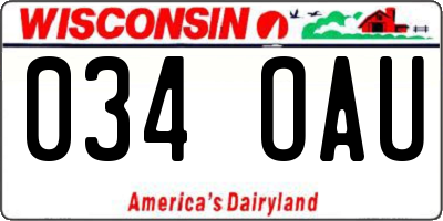 WI license plate 034OAU