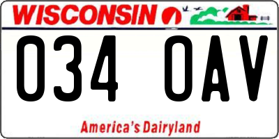 WI license plate 034OAV