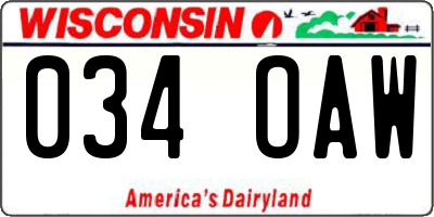 WI license plate 034OAW