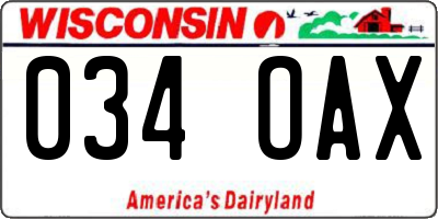 WI license plate 034OAX