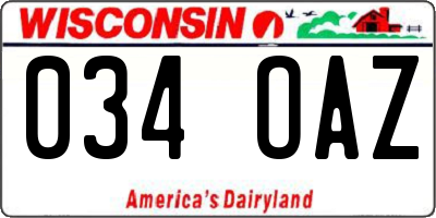 WI license plate 034OAZ