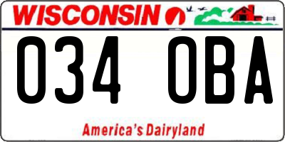 WI license plate 034OBA