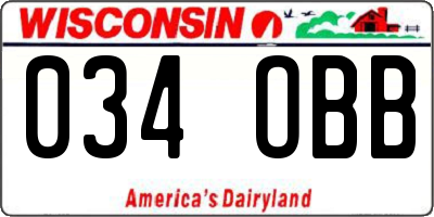 WI license plate 034OBB