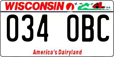 WI license plate 034OBC