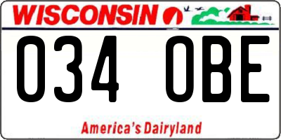 WI license plate 034OBE