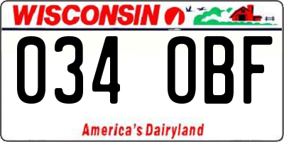 WI license plate 034OBF