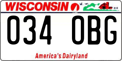 WI license plate 034OBG