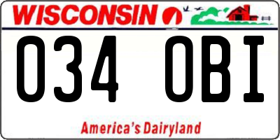 WI license plate 034OBI